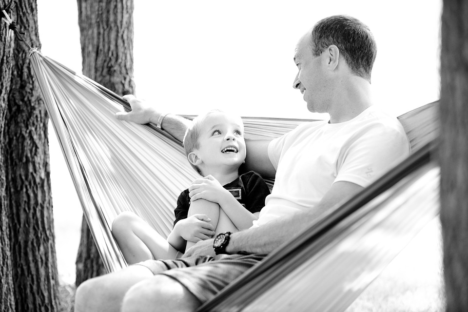 Father, Son, Hammock, Boy, Child, Family, Happy