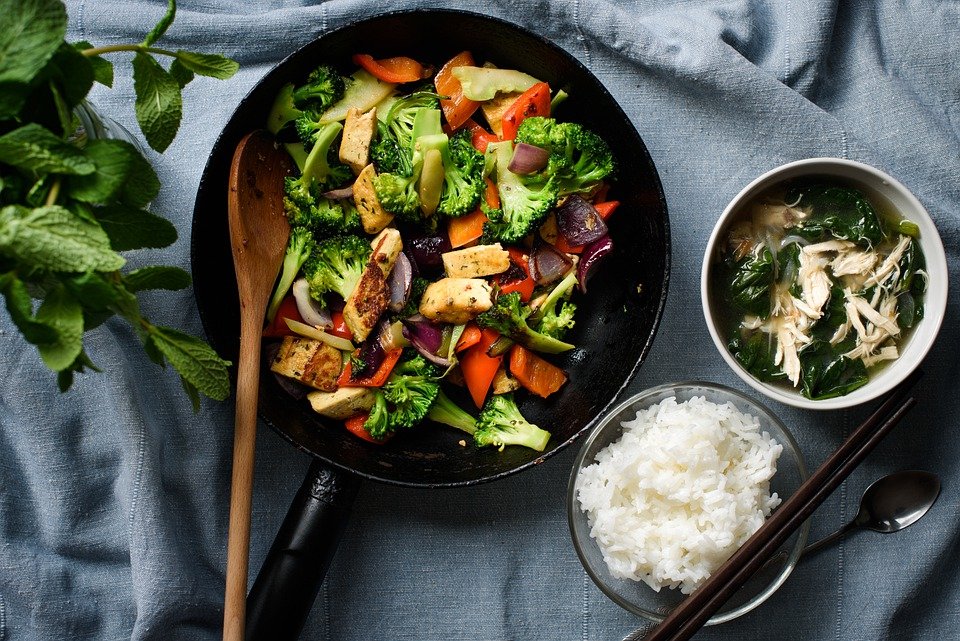 Meal, Food, Tofu, Rice, Dish, Cooked, Fried, Tasty