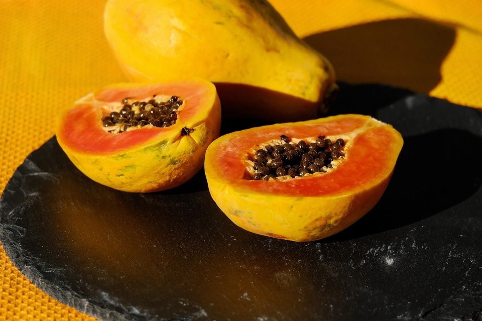 Papaya, Fruit, Halved, Cut, Vitamins, Meal