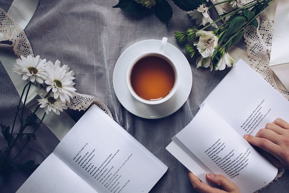 Tea Time, Reading, Poetry, Leisure, Tea, Flat Lay, Cozy