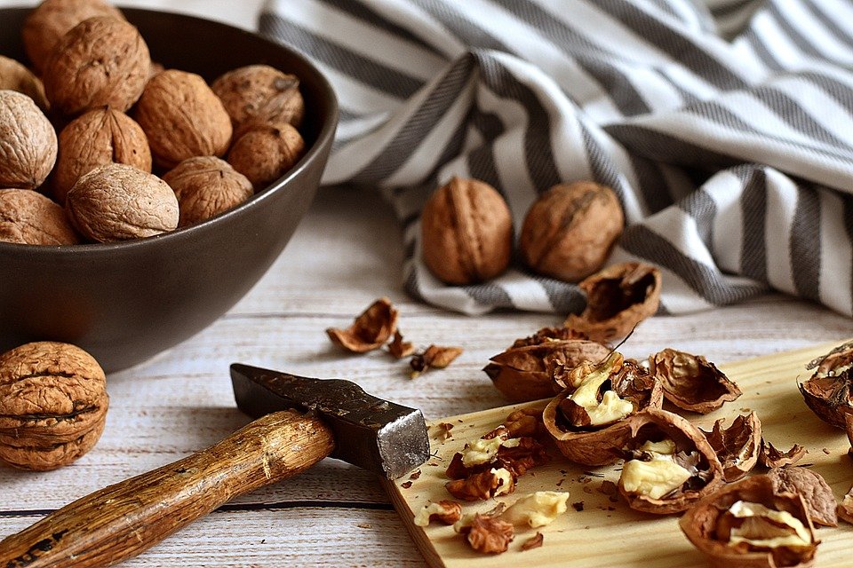 Walnuts, Cracked, Hammer, Rustic, Food, Nutshell, Nuts