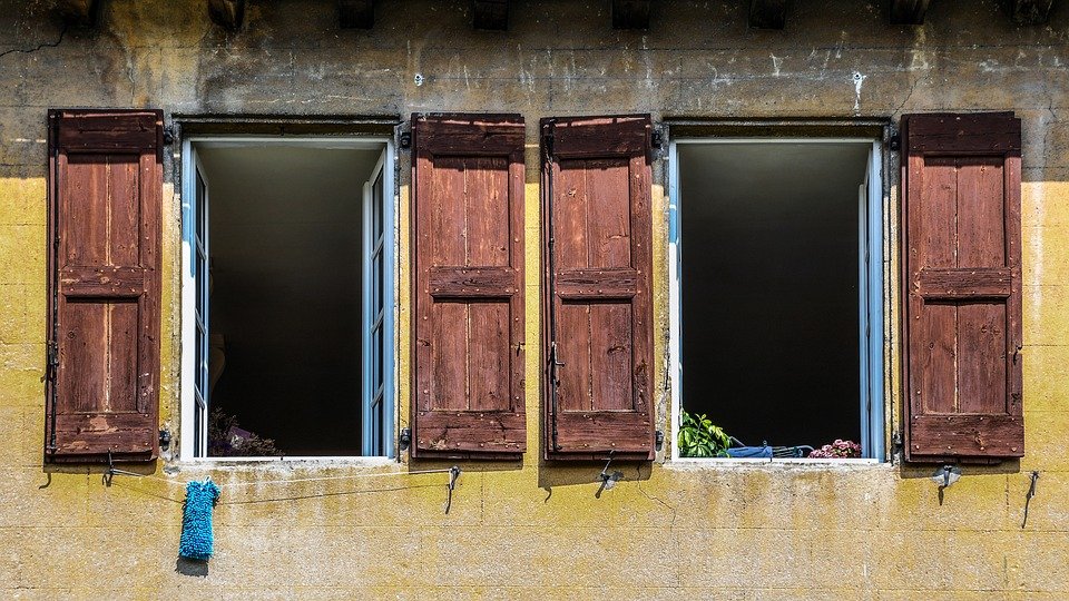 Window, Open, Of Them, Old, Pane, Facade, House, Former